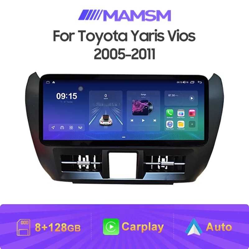 12.3 Inch For Toyota Yaris Vios 2005 - 2011 Car Radio Android Auto Carplay Stereo Multimedia Player 2400*900 Touch Screen Host