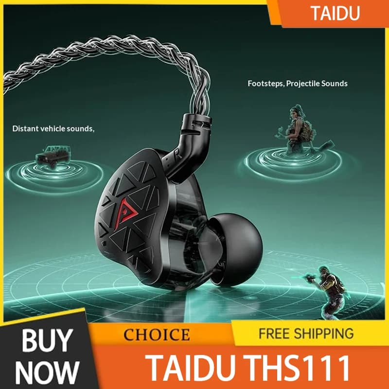 Taidu Ths111 Auricolari intrauricolari cablati con riduzione del rumore, microfono staccabile, cuffie da gioco a bassa latenza per il gioco Delta