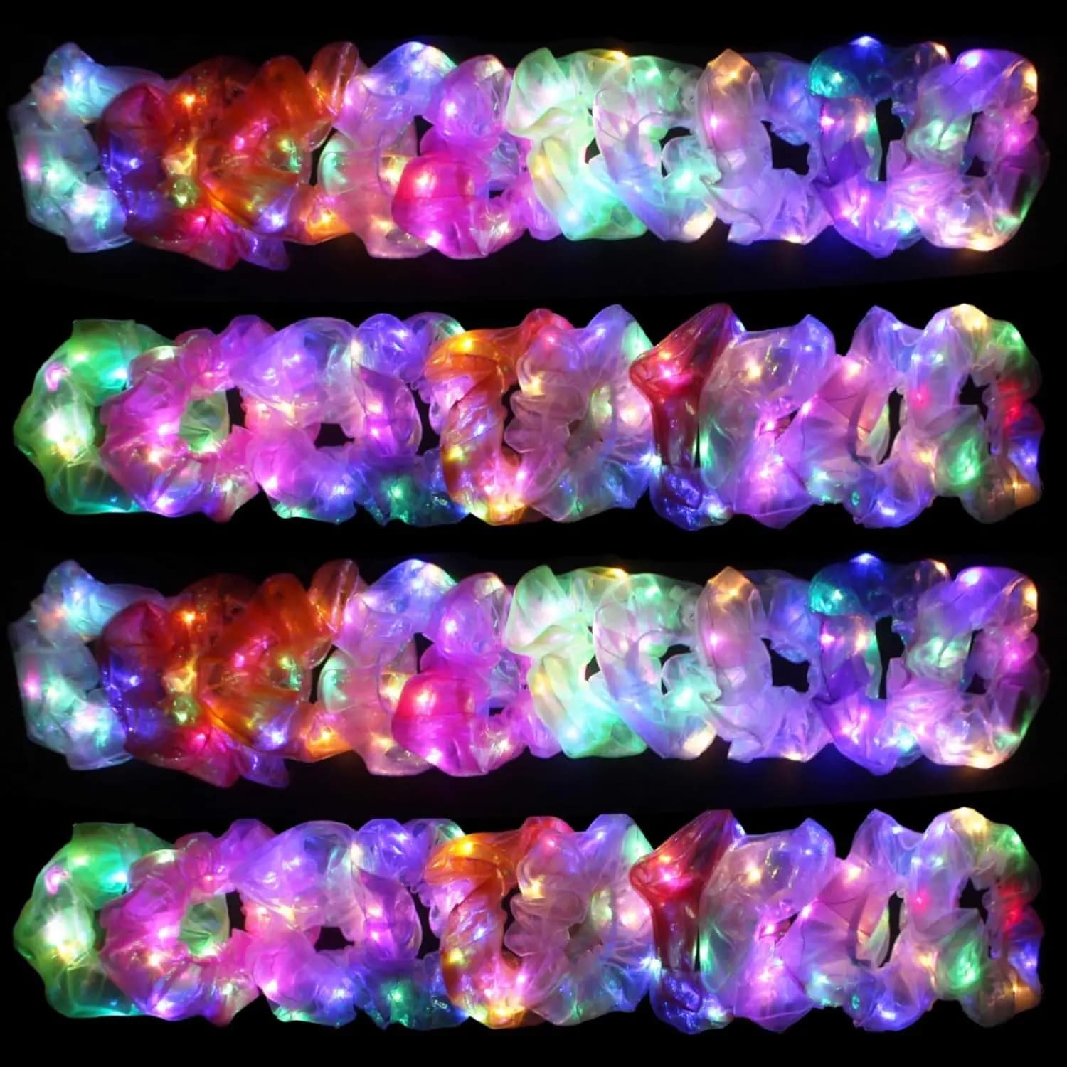 40 Pezzi Scrunchies LED, Elastici per Capelli Luminosi, Fili Luminosi per Capelli da Donna e Ragazza, Filato Colorato Effetto Meteora