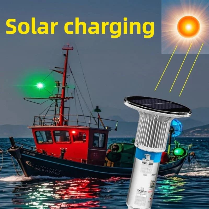 Luce di segnalazione solare impermeabile, mazza di nave, boa oceanica, segnale di rete da pesca, promemoria di avviso notturno esterno, luce di segnalazione per yacht