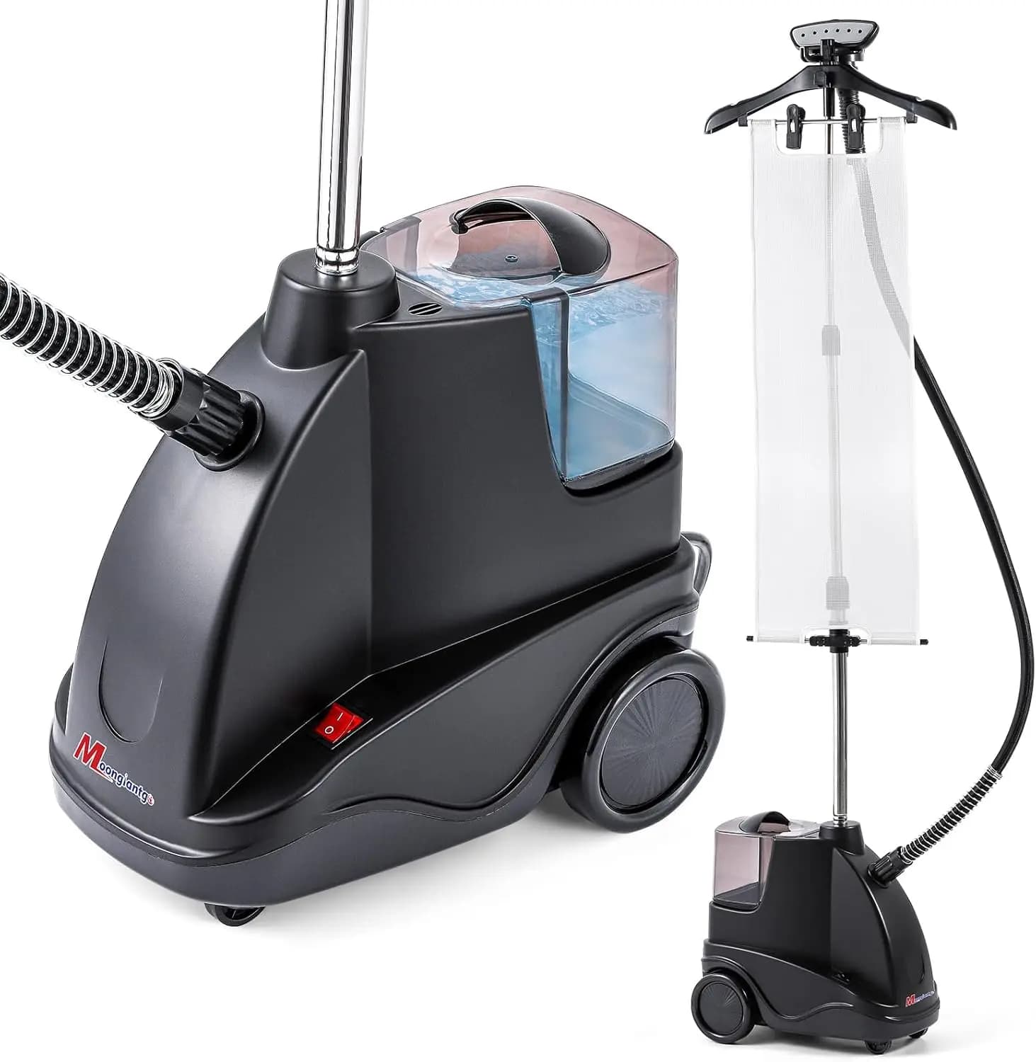 1500W Heavy-Duty Standing Garment Steamer for Clothes - Rapid 60-Second Heat-Up, 2.9L (98 oz) Large Capacity Water Tank, 2 Adjustable Steam Output Levels (40g/min), 110V for Home and Commercial Use