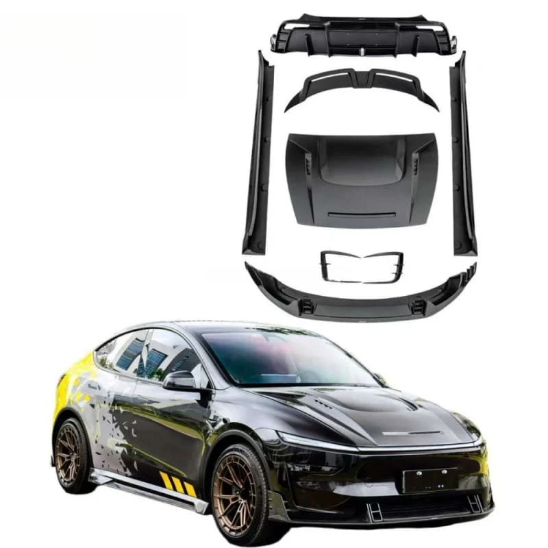 Carbon Fiber Body Kit Including GT-style Hood,front Lip,rear Diffuser,side Skirts and Spoiler,suitable for 2025+ Model Y