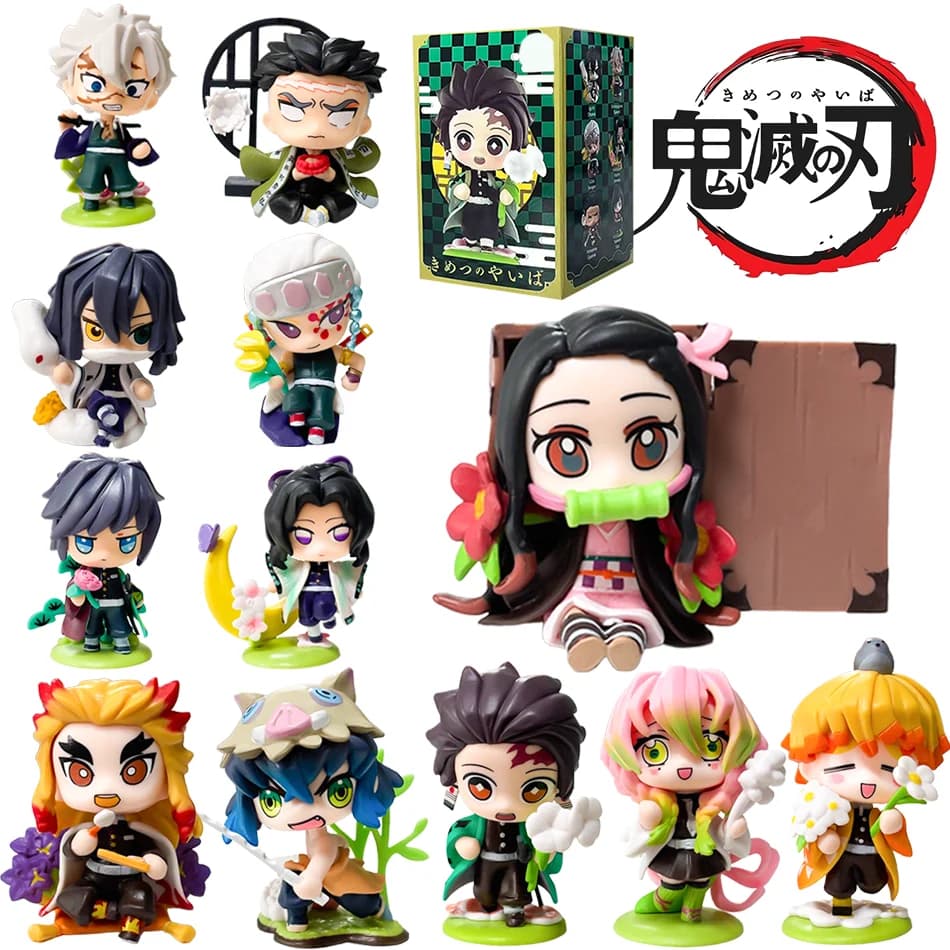 Demon Slayer Tanjiro Kamado Nezuko anime cartoon figure blind box creative personalized statue model ornament surprise gift box