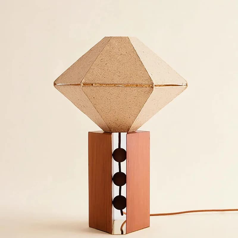 American modern high-end geometric paper art solid wood LED desk lamp, cozy bedside bedside, living room, study custom lig