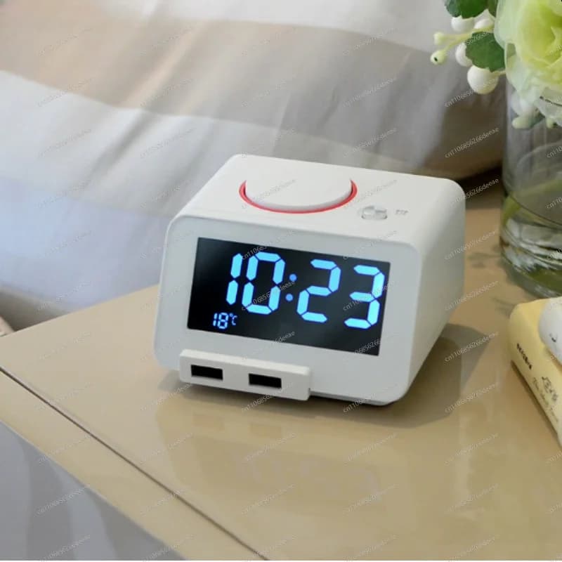 Sveglia silenziosa C1 con termometro LED – Campanello grande, funzione snooze, luminosa per l'uso sul comodino