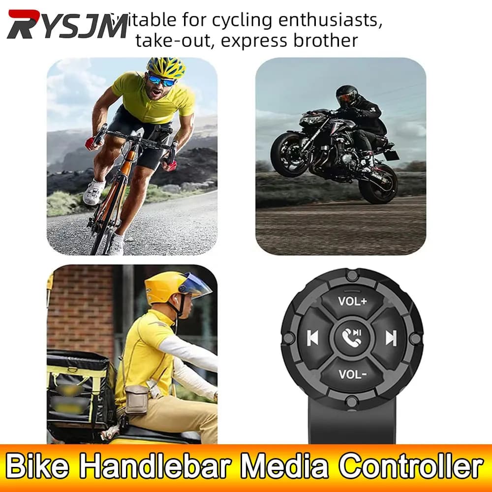AD Universal Smart Wireless Remote Control for Motorcycle Compatible Bluetooth Multimedia Controller Waterproof for Bicycle Headset