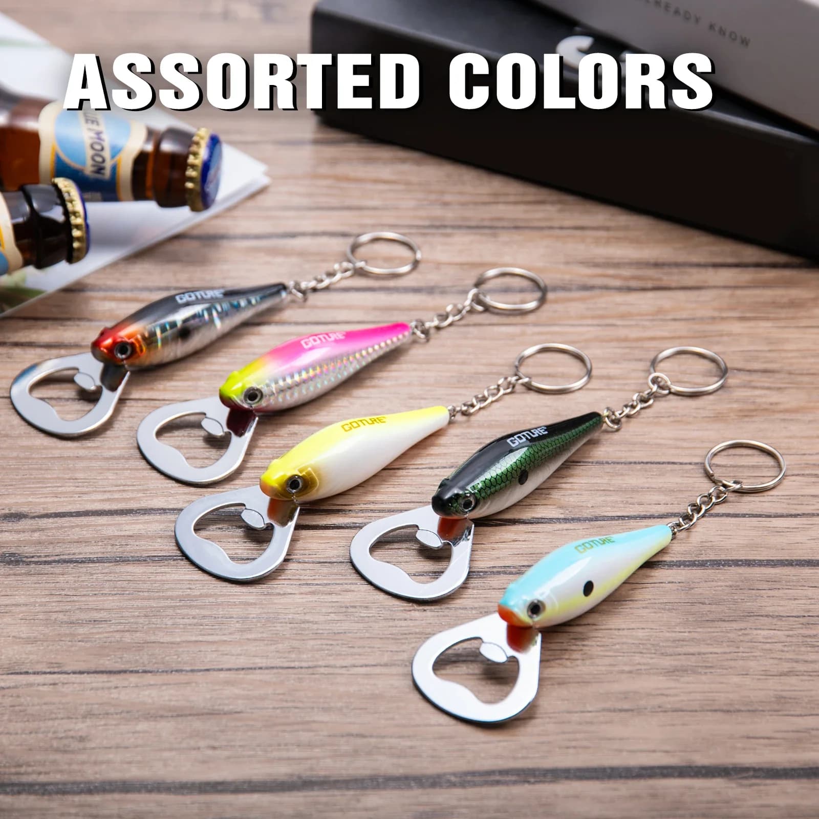 Goture 1 pc fishing bait carbon steel bottle openers fish pattern beer fishing accessory dining room gadgets bar kitchen tool