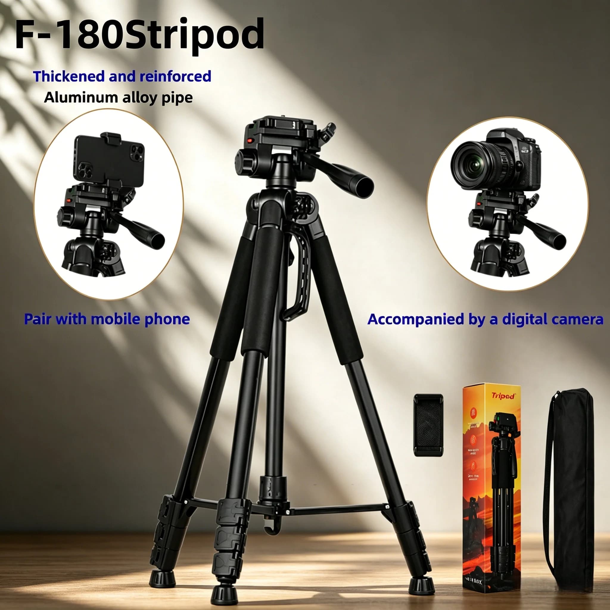 Treppiede da viaggio per telefono in alluminio, altezza 55-140 cm, con attacco rapido e testa panoramica per fotocamere digitali DSLR SLR Canon Nikon