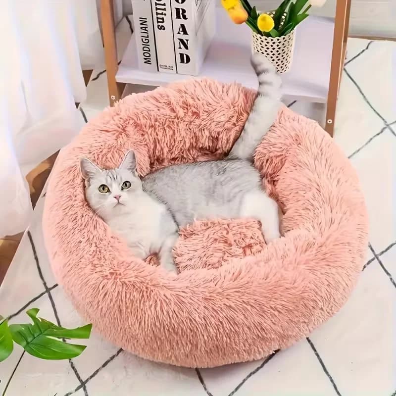 Letto rotondo per cani Letto invernale caldo per gatti Cestino in peluche per cani Letto per animali lavabile per cani di taglia piccola, media e grande Divano per gatti