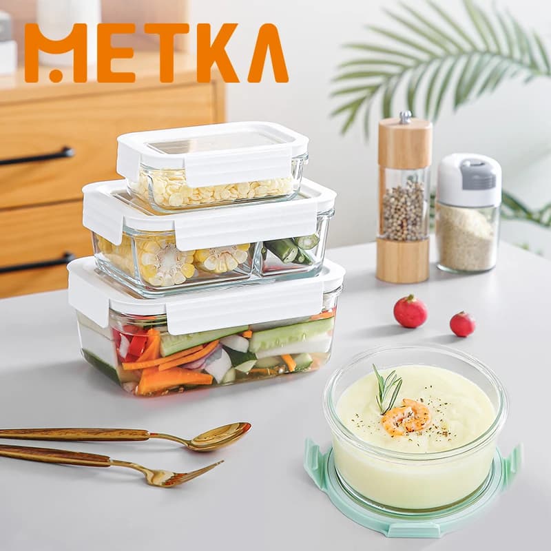 Vetreria Bento Box Riscaldamento a microonde Scomparto ermetico Contenitore per alimenti Guarnizioni Vetro portatile Bebto BOX Ciotola per yogurt in vetro