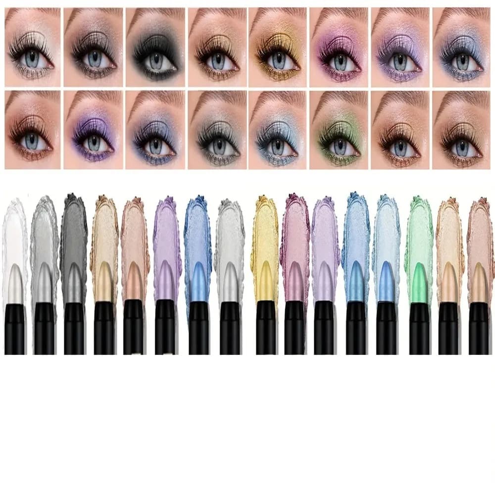 Penna eyeliner con texture metallizzata a 16 colori, dai colori vivaci, resistente all'acqua e a lunga durata, adatta per il trucco degli occhi.
