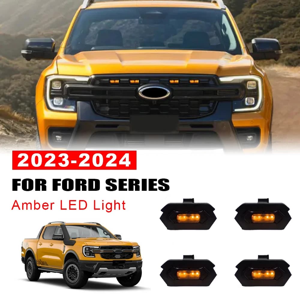 Per Ford RANGER T9 2023 2024 Ambra HA CONDOTTO LA Luce Gialla Raptor Stile Lampada Traslucido Alloggiamento Griglia Griglia A Led Anteriore Fendinebbia
