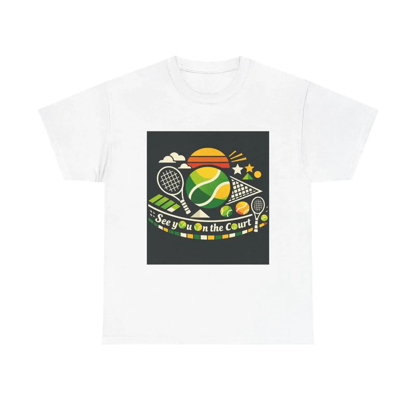 See You on the Court Tennis T Shirt Vintage Ball Racket Design vintage Washed graphic fashion Breathable homme