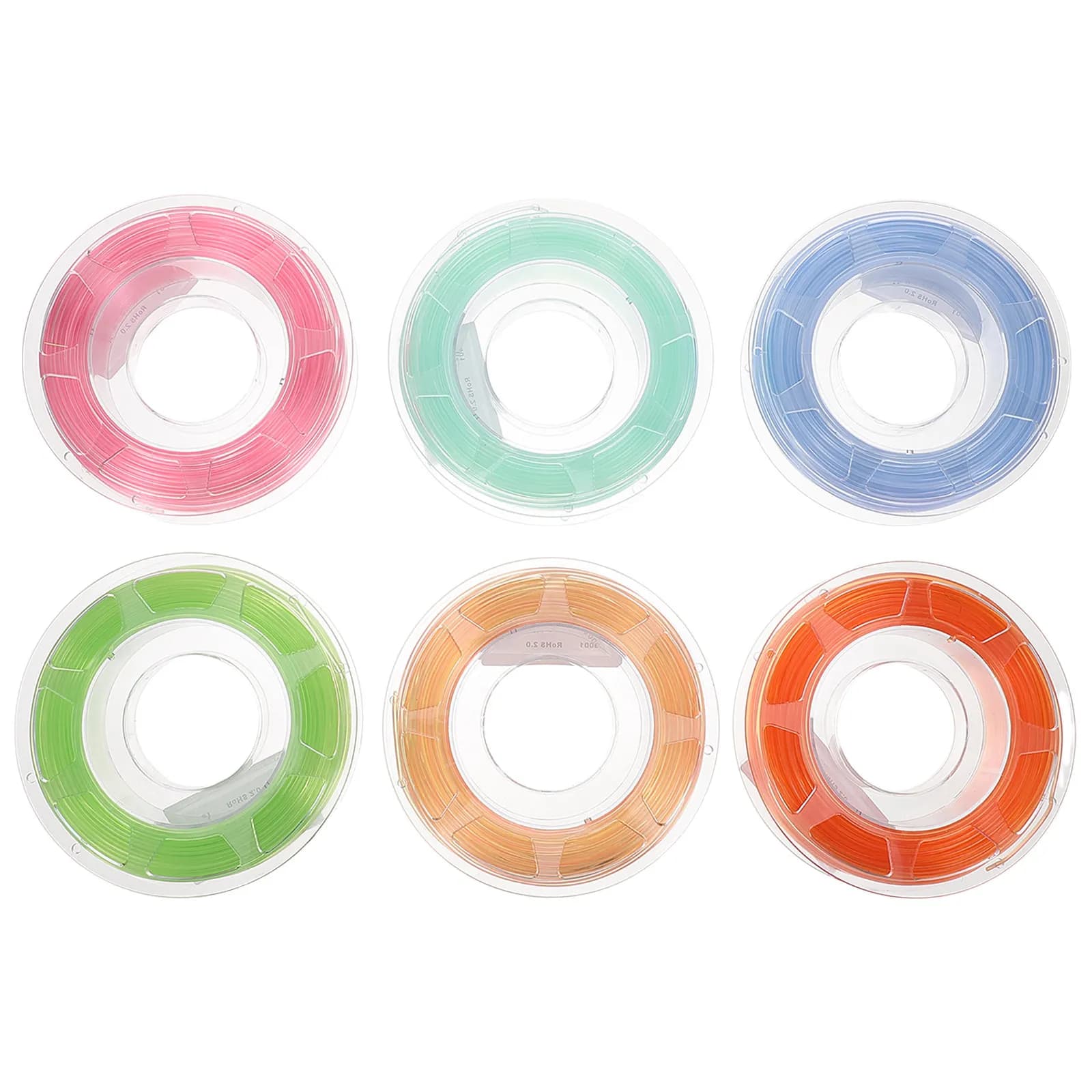 6 Rolls Pla Filament Bundle Transparent Pastel Colors Clear Multicolor 3D Printing Supply DIY Projects 3D Printing Consumables