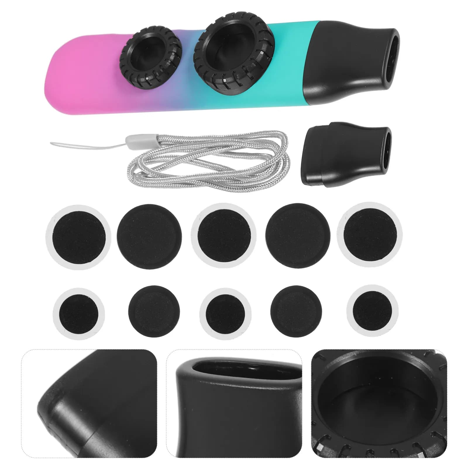 Set di 1 Kazoo a Doppio Foro, Compatto e Portatile, con Tono Regolabile, Strumento a Bocca per Adulti, Partner per Chitarra e Ukulele, con Cordino