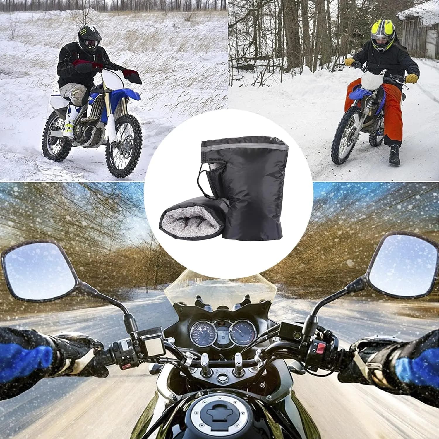 2pcs Motorcycle Handlebar Gloves - Windproof Thermal Grip, Heavy-Duty Cold Weather Riding Gloves, Fit for Motorcycles, Scooters
