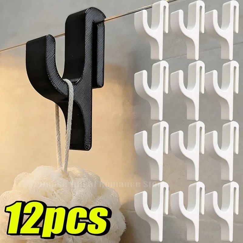 Hook for shower towels without nails (2/12 pieces) for 8 mm glass doors, clothes hangers, towels, bathrobes, laundry, dorm, apartment