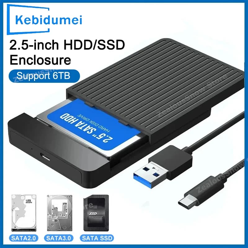 Custodia per HDD/SSD da 2,5 pollici Custodia per disco rigido esterno da 6 Gbps Adattatore per unità HD SATA a USB 3.1/3.0 per disco HDD Tipo USB-C Custodia Box