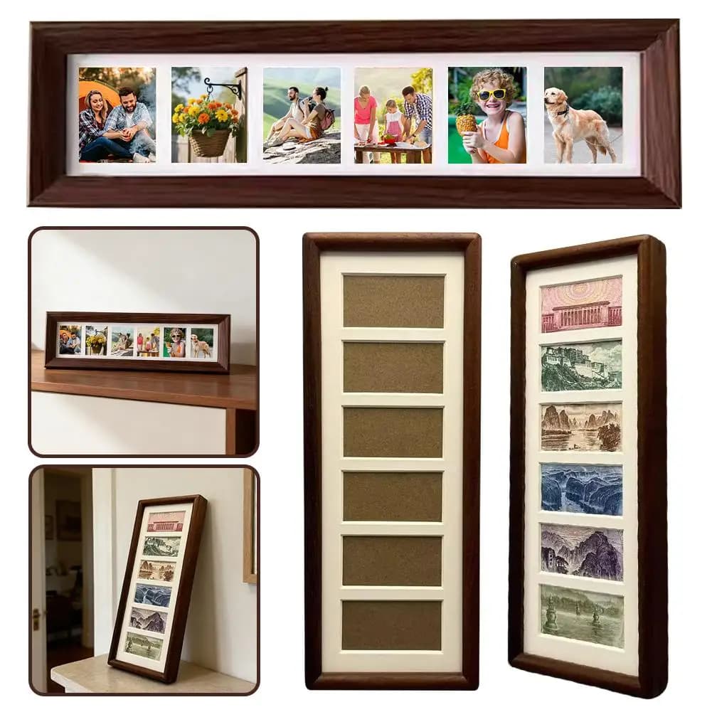 Rectangular Photo Frame Desktop Multiple Photo Display Frame Paper Picture Stand for 6 Cards Creative Home Office Desk Decor