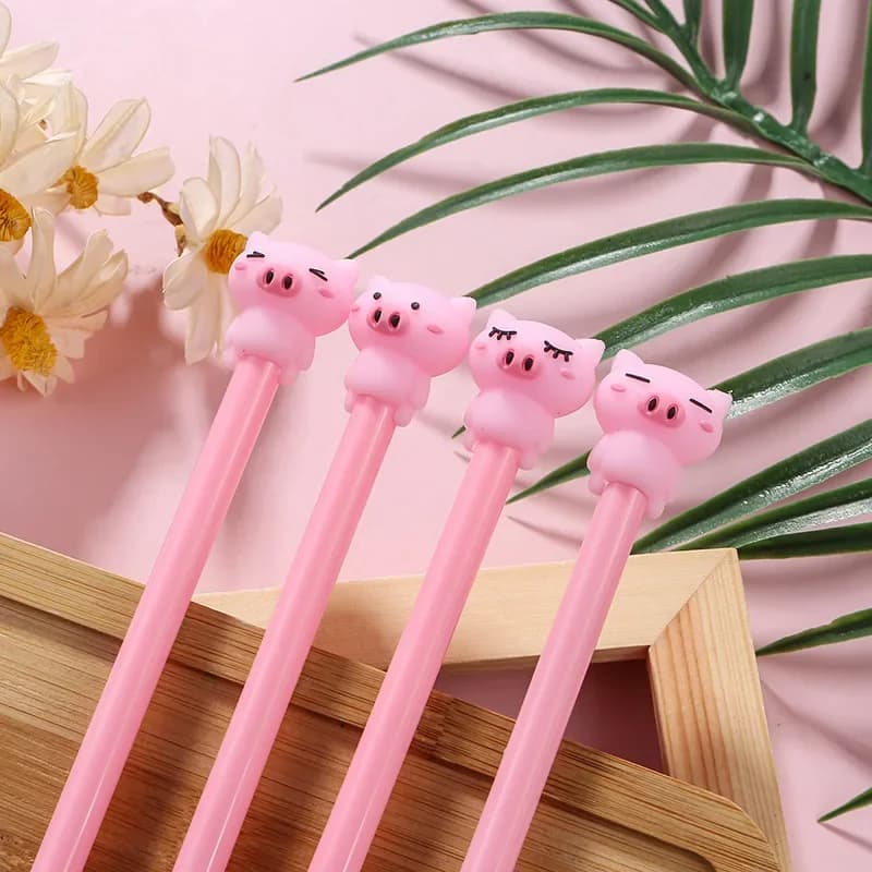 10 Pz/lotto Simpatico Piggy Penna Gel Creativa Del Fumetto Kawaii Maiale Rosa 0.5mm Penna di Inchiostro Nero Ufficio Rosa Materiale Scolastico di Cancelleria