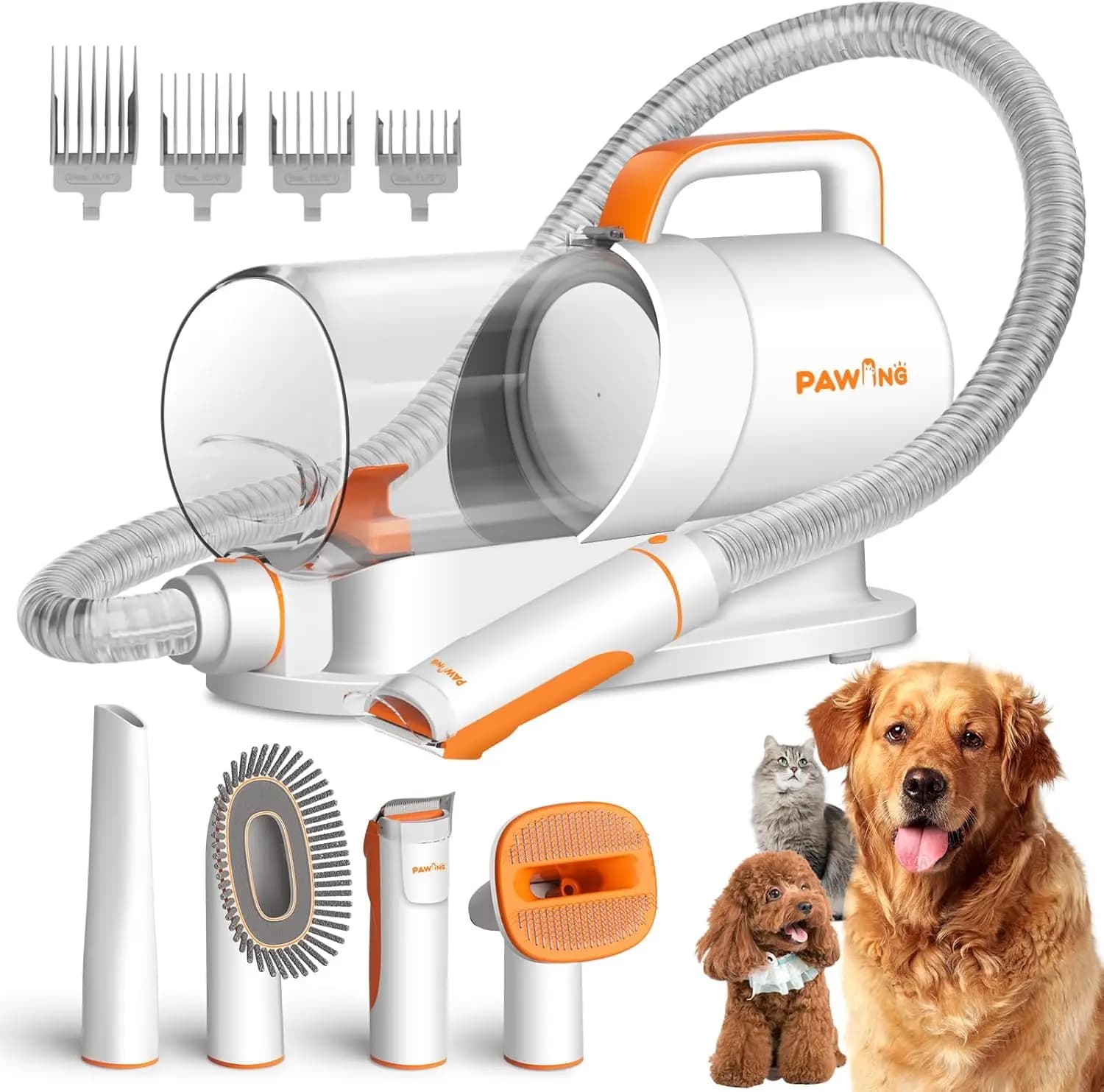 Kit Professionale per la Toelettatura degli Animali Domestici con Aspirapolvere, Strumenti Silenziosi per la Rimozione del Pelo di Cani e Gatti, Contenitore Polvere da 2L