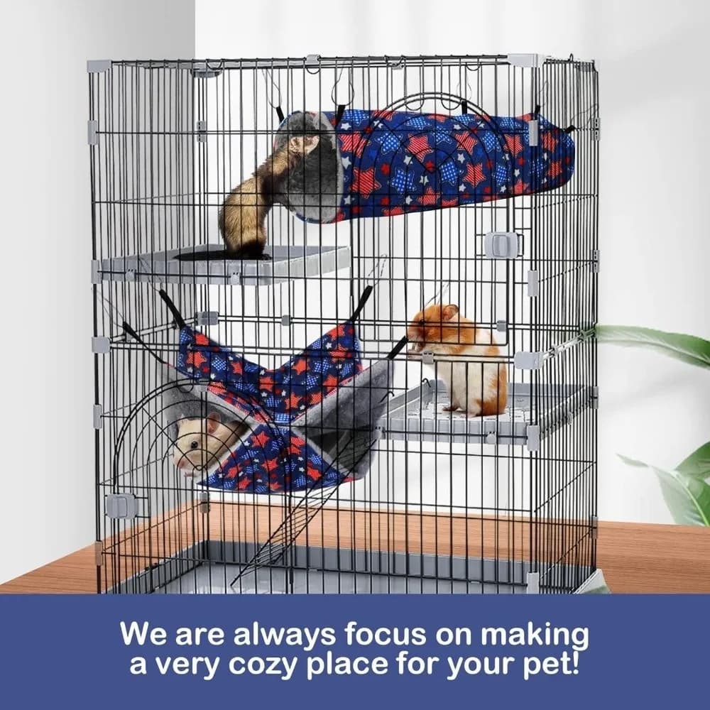 Nice double layer hamster, warm and cozy, sleeping bag for pets, fleece print, thickening, hanging cage, home cage accessories
