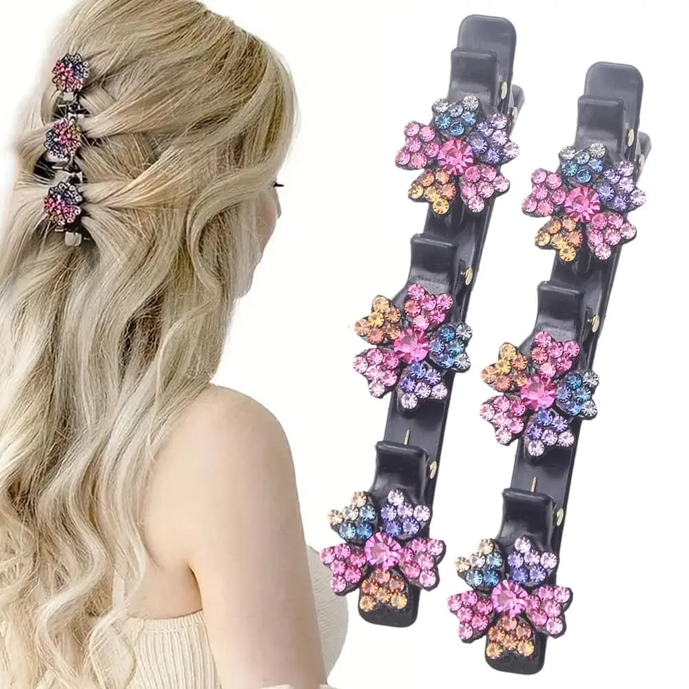 2 fermagli per capelli intrecciati con pietre di cristallo scintillanti per ragazze, fermagli per capelli 2025 per donne, per capelli sottili, spessi e ricci