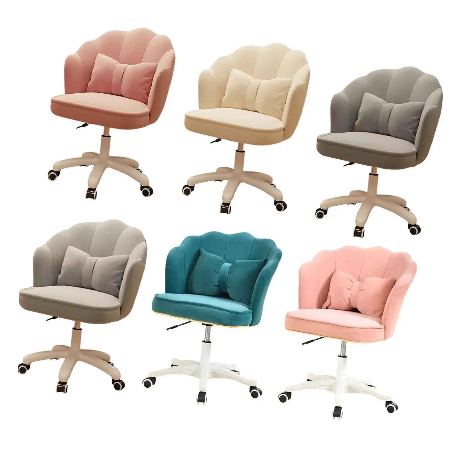 Sedia da Ufficio Girevole con Ruote, Schienale Ergonomico e Braccioli, Sedia Gaming con Rotelle per Trucco, Appartamento, Casa, Sala Lettura, Camera da Letto
