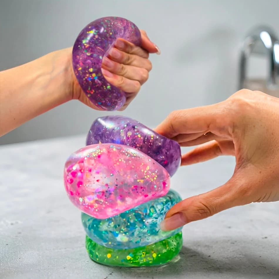 Pallina Antistress Colorata a Forma di Cubetto di Ghiaccio, Giocattolo Sensoriale per Alleviare Ansia e Stress, per Bambini e Adulti
