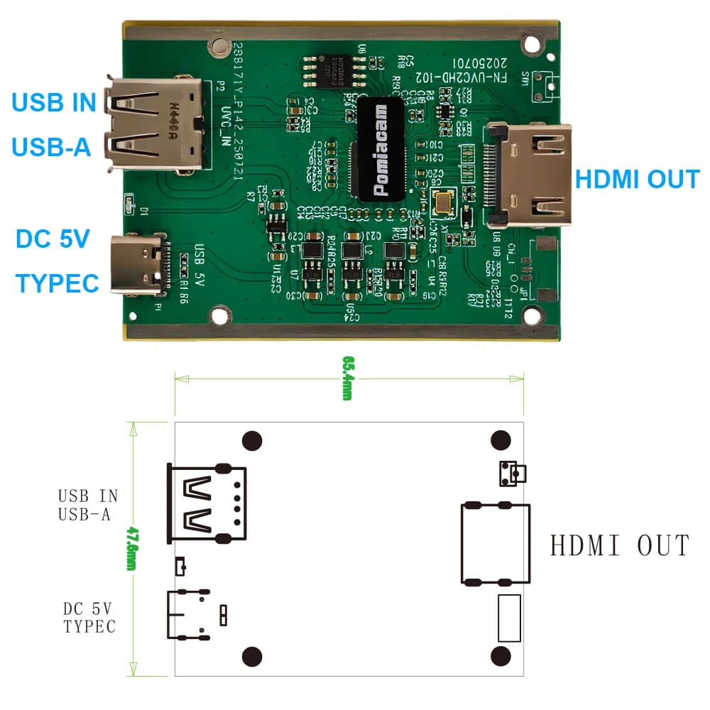 USB to HDMI converter for DJI Osmo Pocket 3 camera, supports MJPEG 1080P 60Hz output for live streaming and monitor