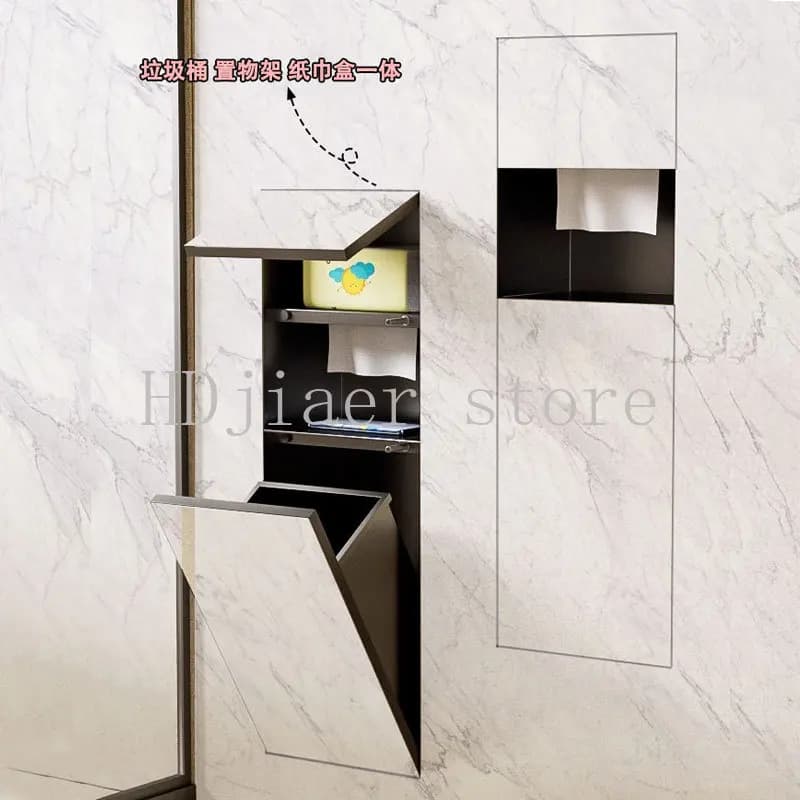 Cestino per rifiuti a scomparsa in acciaio inossidabile 304, porta fazzoletti, mobiletto in metallo da incasso per WC, personalizzabile