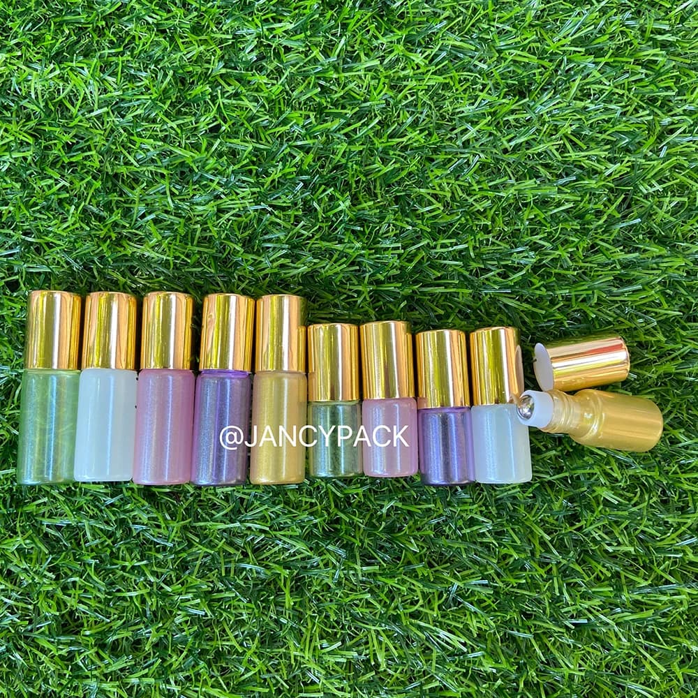 Bottiglie a rulli di olio essenziale di vetro da 3 ml 5 ml Bottiglie a rulli di olio essenziale con sfere di vetro Profumi Balsamo per labbra Roll On Bottiglie