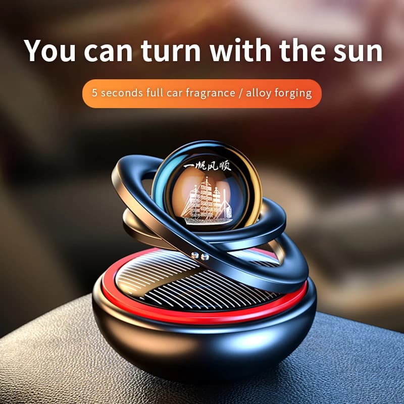 Solar Power Wheel Car Perfume Aluminum Alloy Interplanetary Suspension Car Perfume Accessories Car Deodorant New