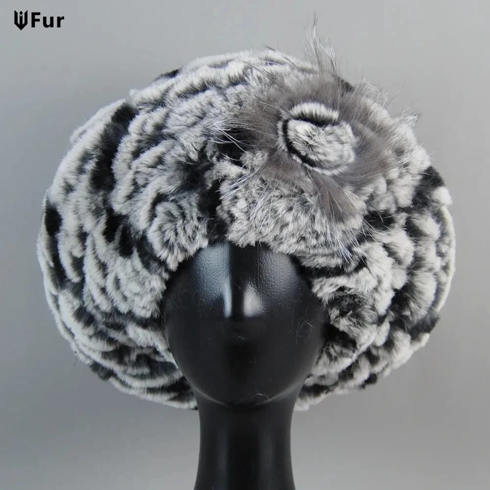 New Ladies Winter Warm Real fur Hats Real Rex Rabbit Fur Beanie Hat Women Knitted 100% Natural Real Rex Rabbit Fur Beret Caps
