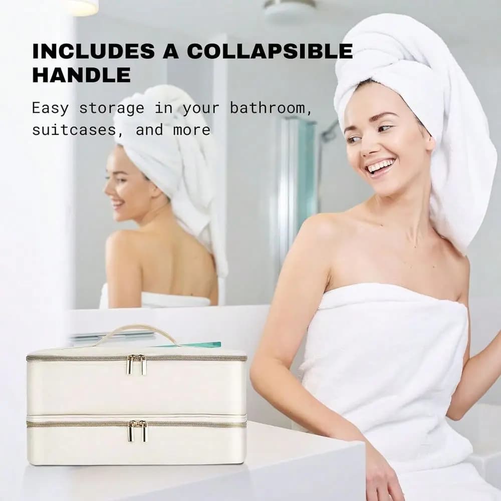 Borsa Organizer da Viaggio Capiente, Borsa Portatile per il Trucco, Beauty Case, Pochette per Accessori per Capelli Inclusi Asciugacapelli, Piastra, Cu