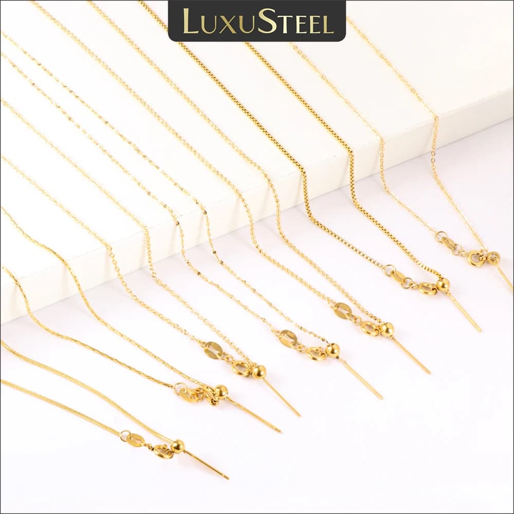 LUXUSTEEL Catena Sottile Chiusura Scorrevole Collana di Perline Per Le Donne Rolo Snake Box Link Regolabile Alla Moda Gioielli FAI DA TE All'ingrosso 2022