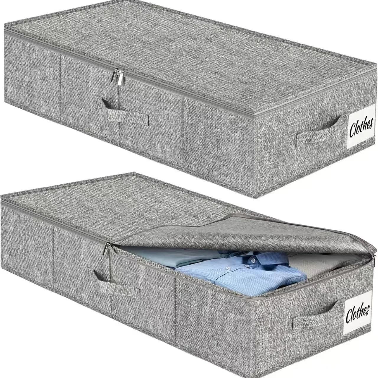 Scatola portaoggetti per fondo letto, griglia pieghevole antipolvere con coperchio, scatola portaoggetti per trapunta e lenzuolo