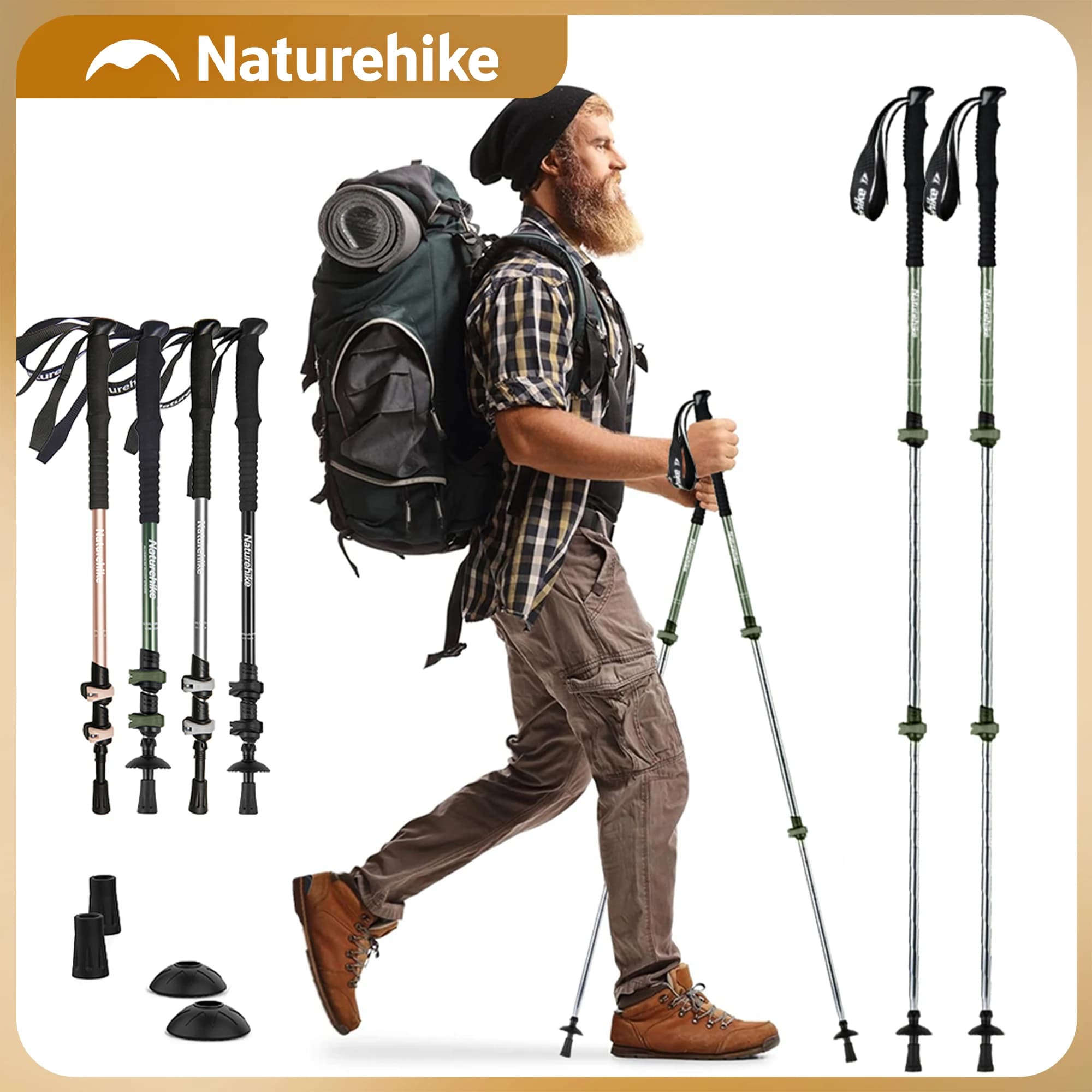 Naturehike Hiking Poles Three Sections Of Aluminum Pole For Mountaineering Hiking Skiing Travel Poles Climbing Trekking Pole