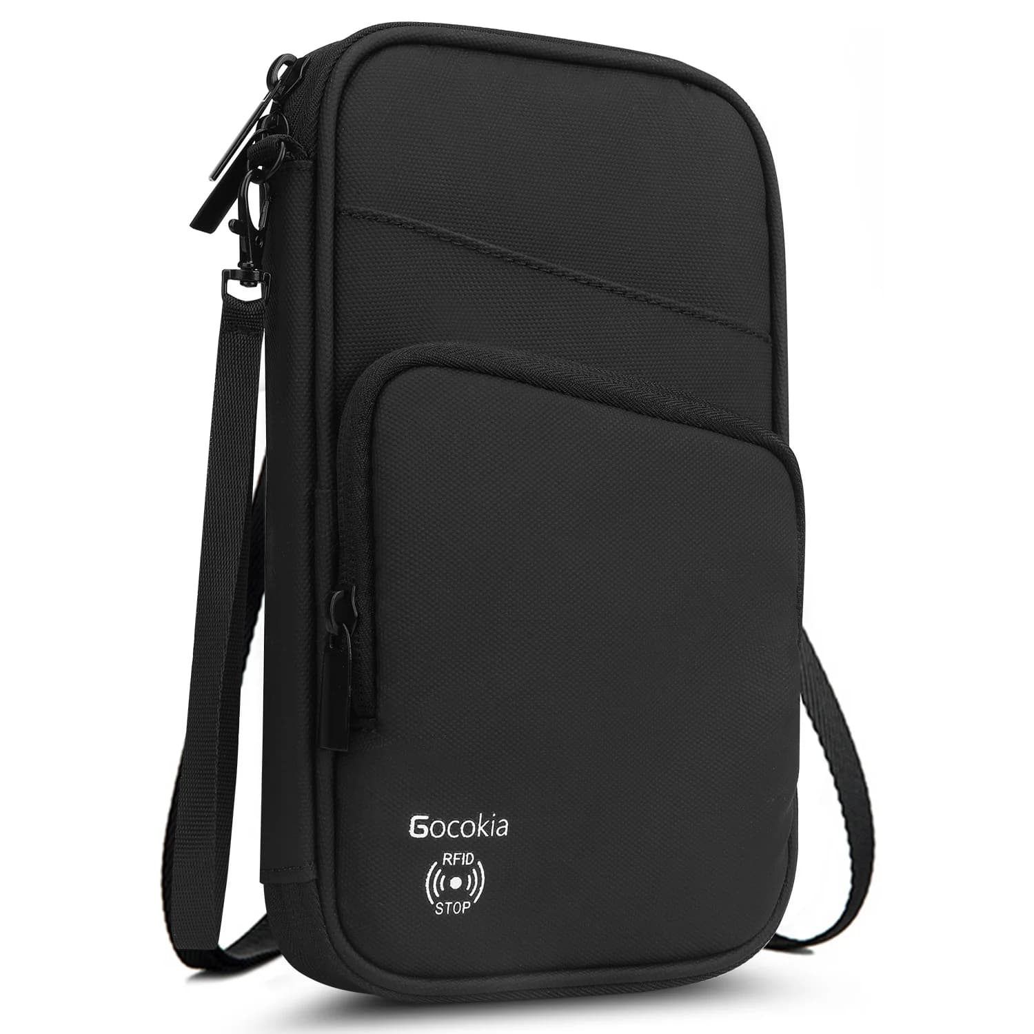Portafoglio da viaggio multitasche per passaporto con tracolla, porta passaporto familiare di 5, portafoglio per passaporto con blocco RFID per uomo W