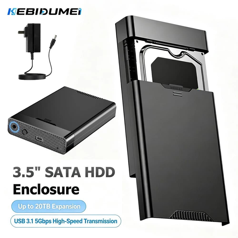 KEBIDUMEI 5Gbps USB 3.1 SATA to USB Adapter External HDD Enclosure 2.5 3.5 Inch SSD Case UASP High Speed Disk Box