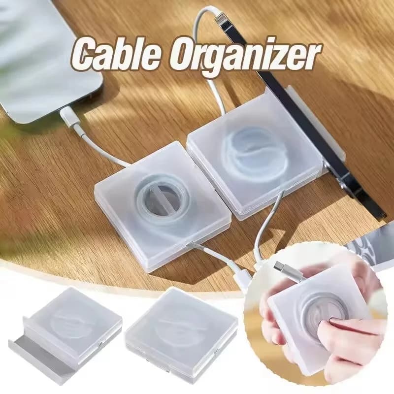 Rotatable Wire Winder Box Portable Square Wire Organizer Cord Cable Winder Management Storage Box For Phone Charging Data Line