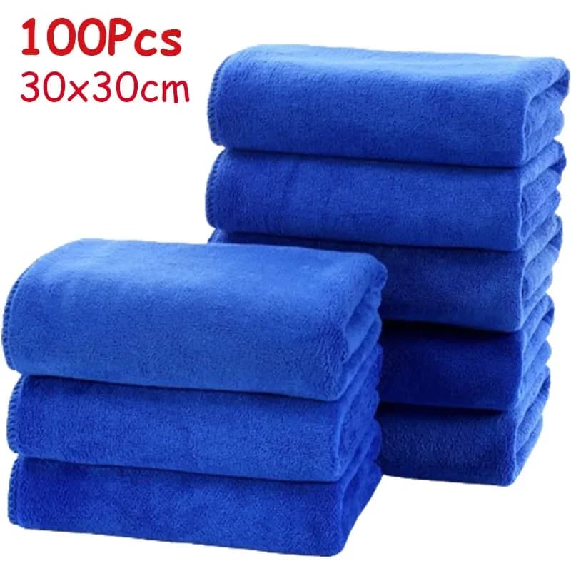 100 Pz/lotto Blu Asciugamano In Microfibra Ceretta Per Auto Panno Per Lucidatura Cucina di Casa Lavaggio Asciugamani Puliti Accessori Per La Pulizia Dell'automobile