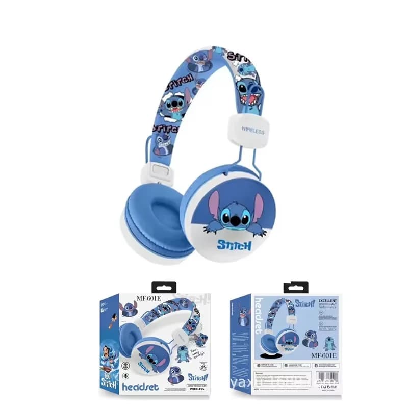 Nuovi Auricolari Wireless Mickey Stitch Bluetooth con Suono Surround Stereo Pieghevoli per Laptop