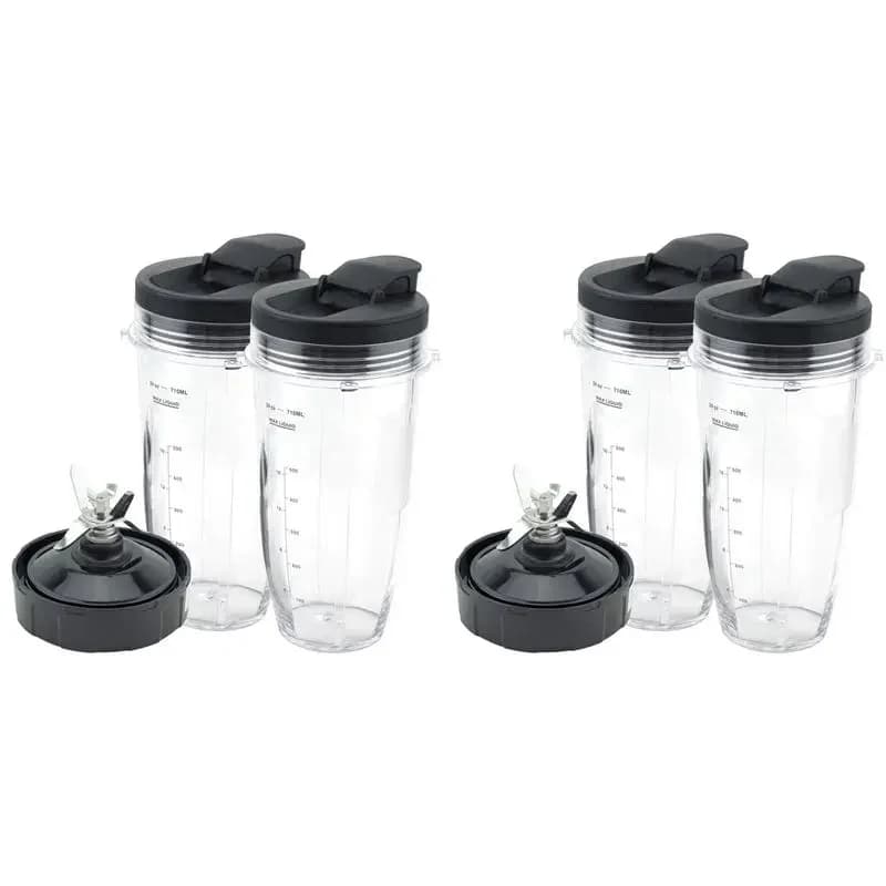 Parti di ricambio per frullatore A50Q per Ninja, 4 bicchieri da 24 once con coperchi da asporto, lama estrattore a 7 alette, per Nutri Ninja Auto IQ