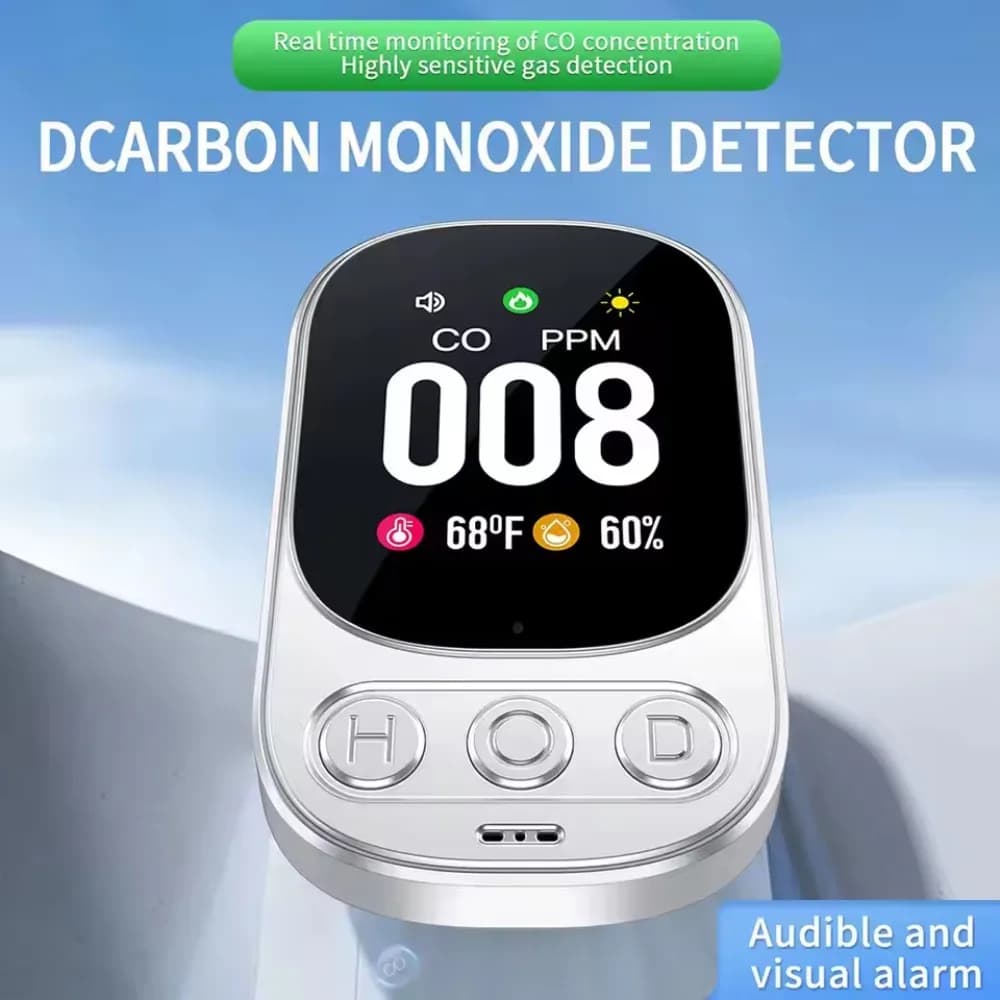 High Sensitivity Carbon Monoxide Detector Real Time Monitoring Large Screen CO Monitor Portable Temperature Humidity Detector