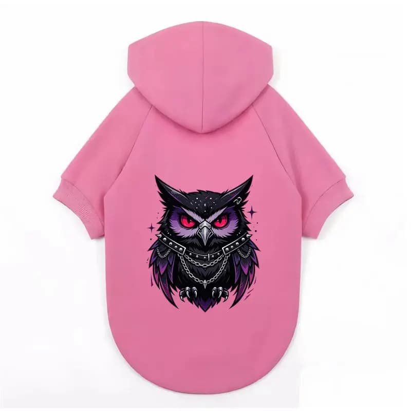 Cool Dog Hoodie: Demon Owl Print, Autumn/Winter Pet Apparel, Warm Comfort