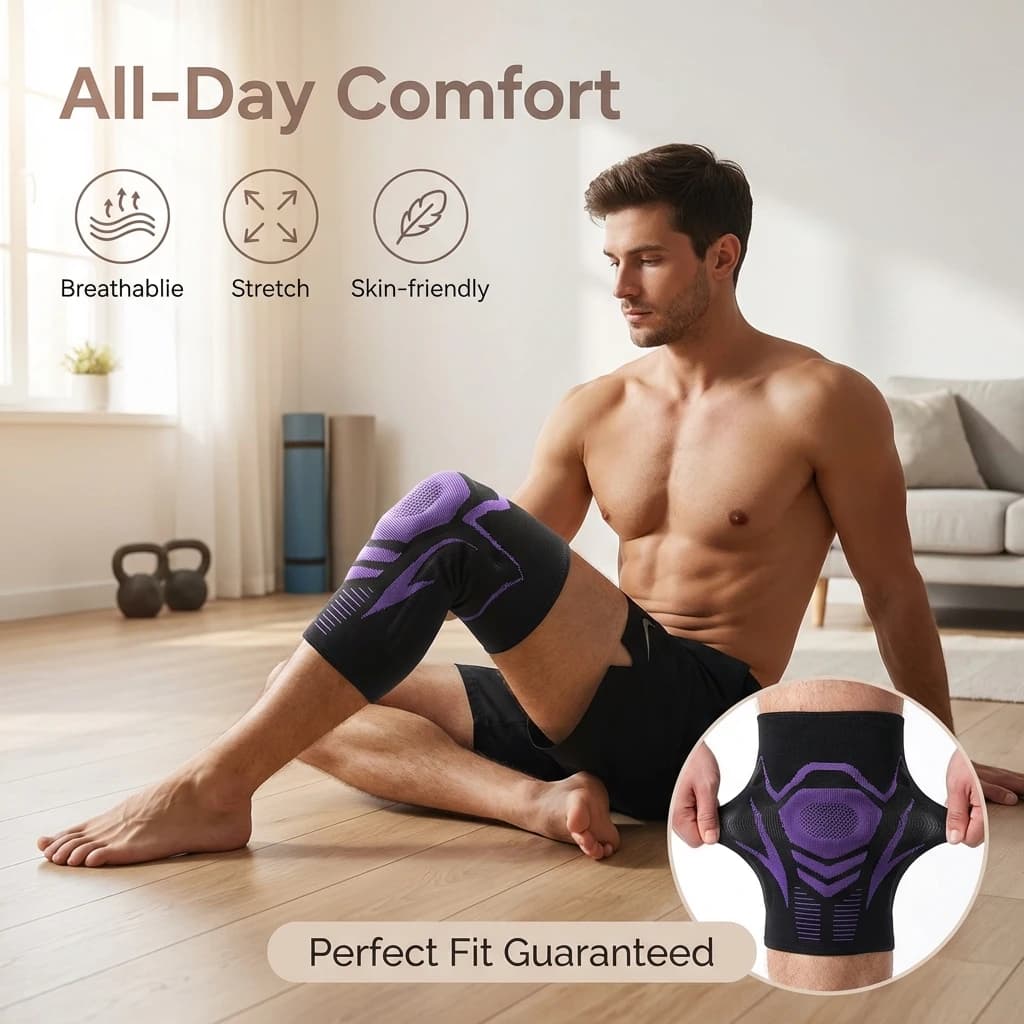 2 Pezzi Ginocchiere Fitness da Basket, Protezioni Ginocchio Uomo, Supporto Pressurizzato, Protezione per Corsa e Pallavolo, Sicurezza Sportiva