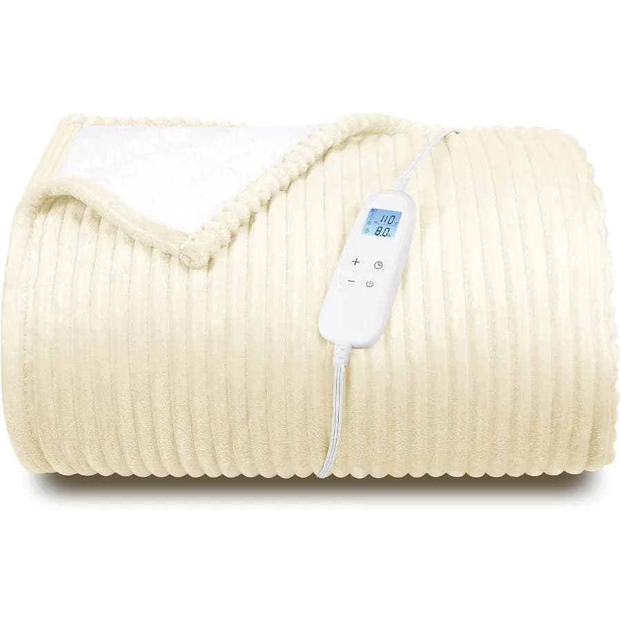 Coperta riscaldata elettrica Queen Size 84" x 90" 6 livelli di riscaldamento e timer automatico da 8 ore Riscaldamento rapido per tutto il corpo e flanella ultra morbida M