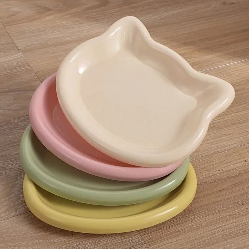 Home Ciotola per gatti per animali domestici - Piatto per alimenti in plastica per gattini Ciotola a basso profilo per snack in scatola Piatto per alimentazione per gatti antiscivolo liofilizzato