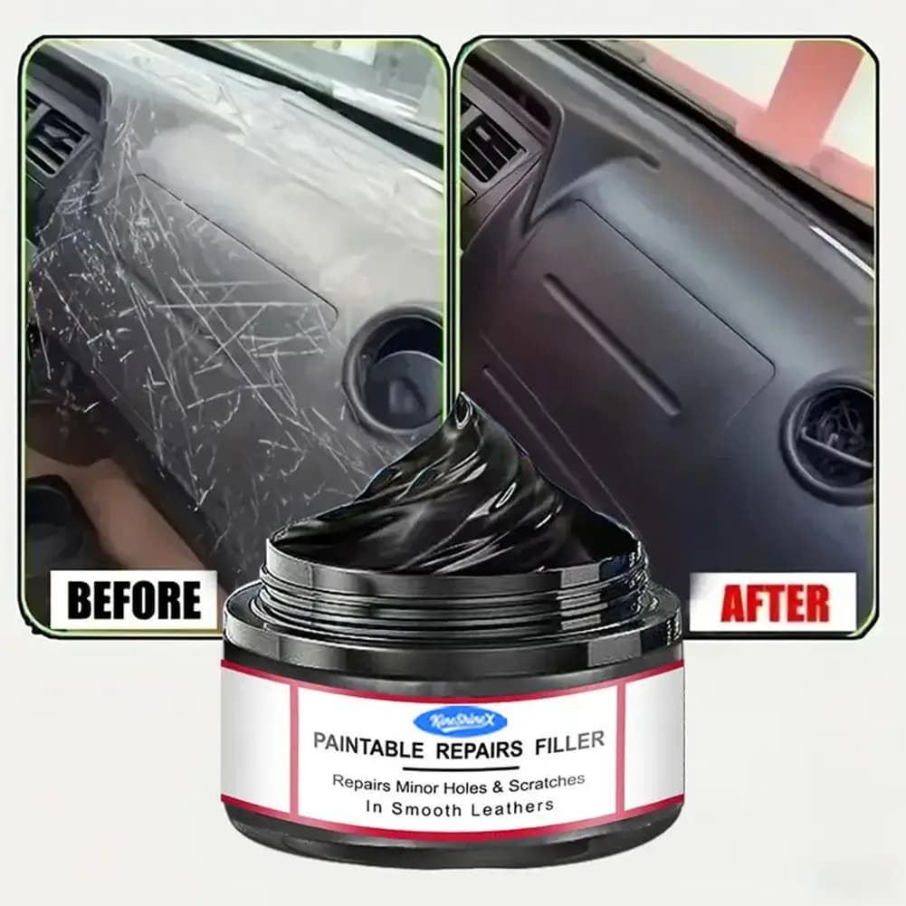 Crema Riparatrice per Graffi Interni Auto, Cera Lucidante per Interni ed Esterni, Riparazione Superfici in Plastica del Cruscotto